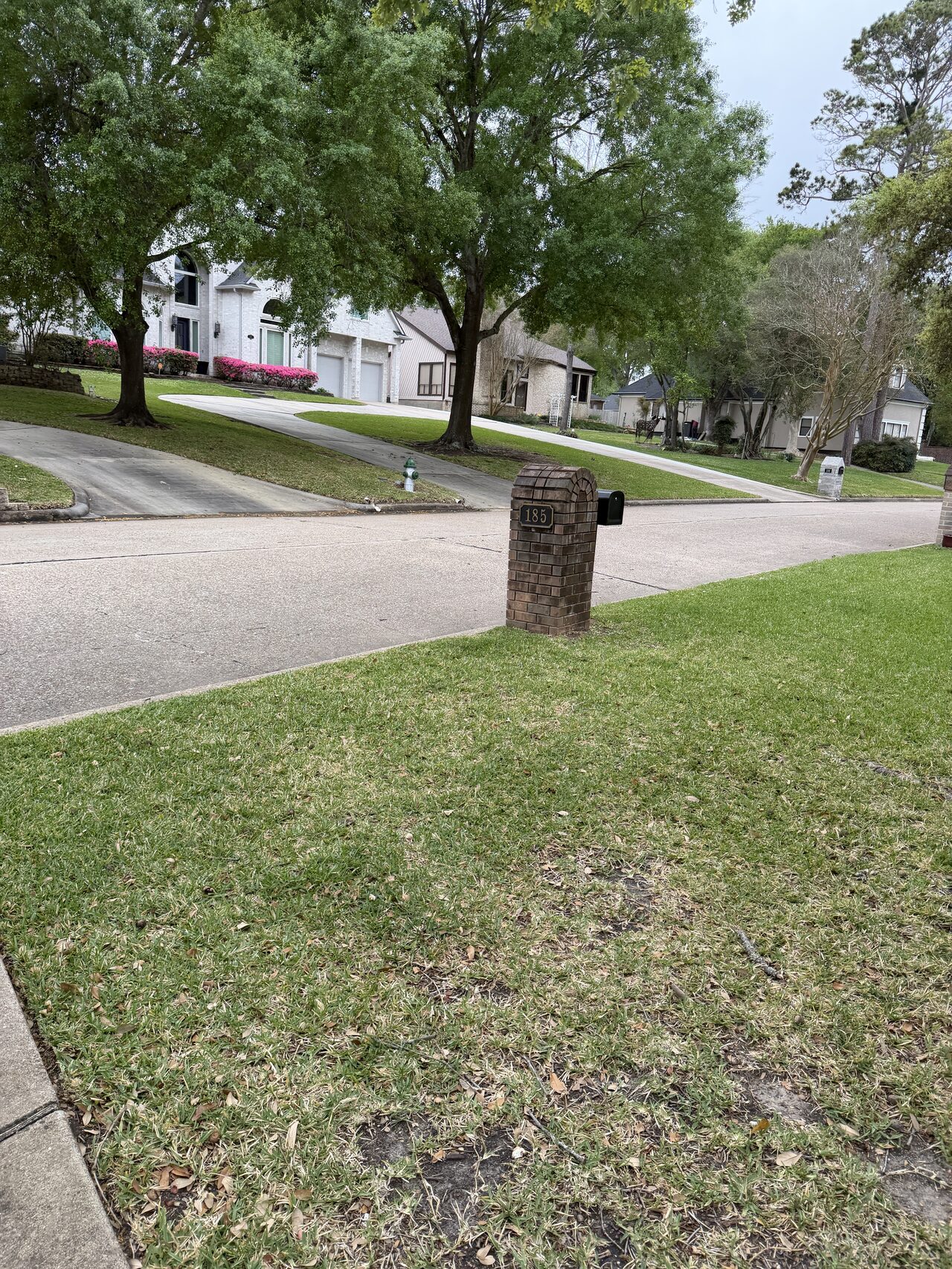 Front walkway and approach condition documented to understand equipment access and exterior work limits for a Joel Hodge project.