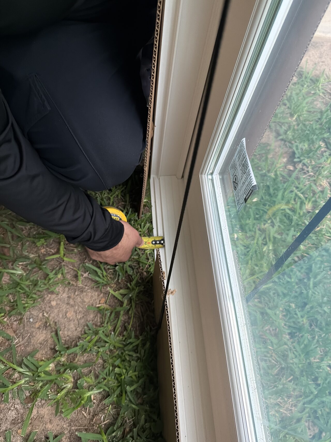 Door or window threshold edge reviewed at the floor for trim fit and bottom clearance for a Joel Hodge project.