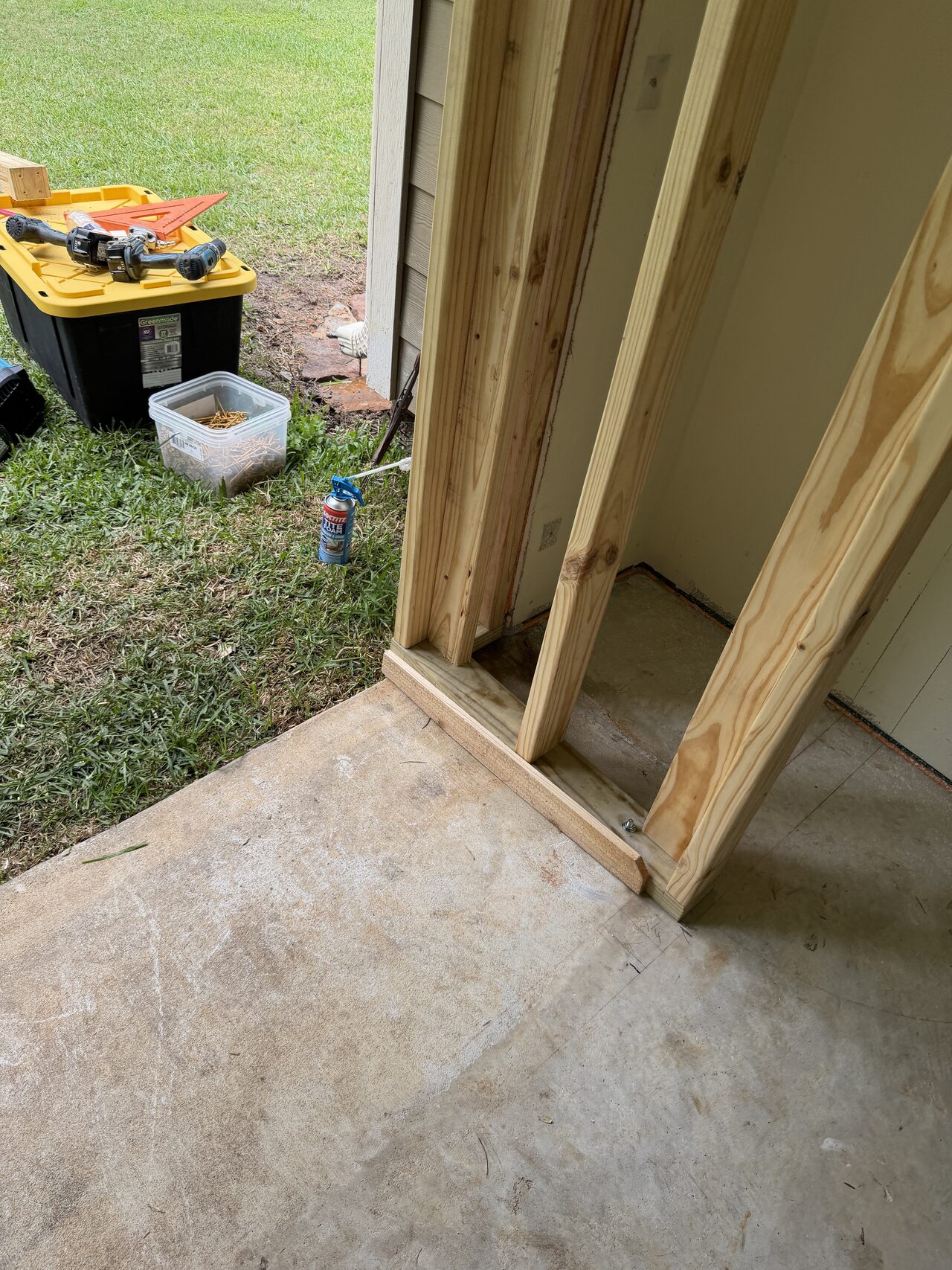 Bottom plate, jamb, and slab edge detail reviewed for the exterior opening transition for a Joel Hodge project.