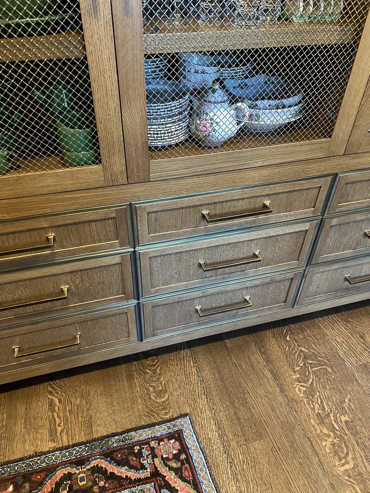 Drawer stack and lower cabinet detail reviewed for hardware alignment and face-frame spacing for a Joel Hodge project.